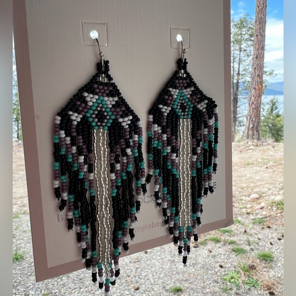New! Gorgeous Gold Beaded tassel boho western tribal earrings jewelry turquoise - Picture 4 of 7